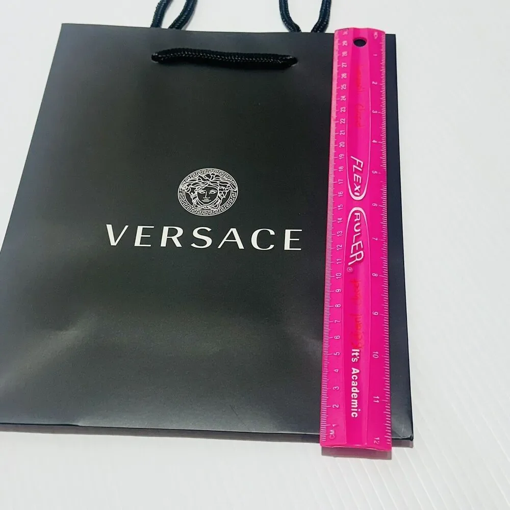 Versace 12”x9.5”x4.25” Authentic Black Shopping Paper Bag Gift Tote Small
